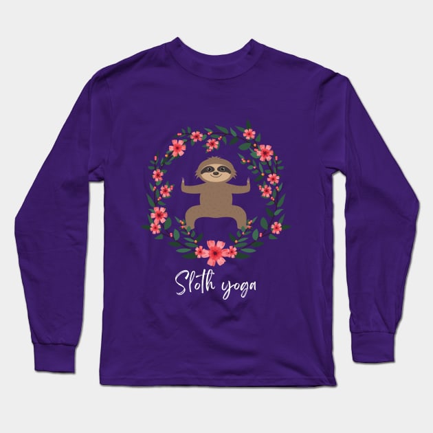 Sloth yoga Long Sleeve T-Shirt by PEERDA MIX DESIGN